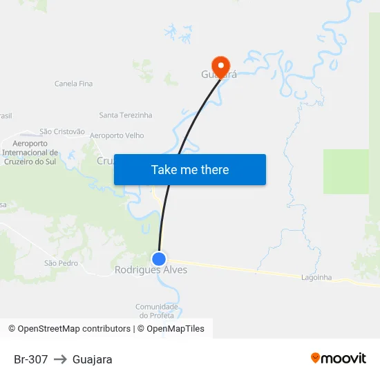 Br-307 to Guajara map