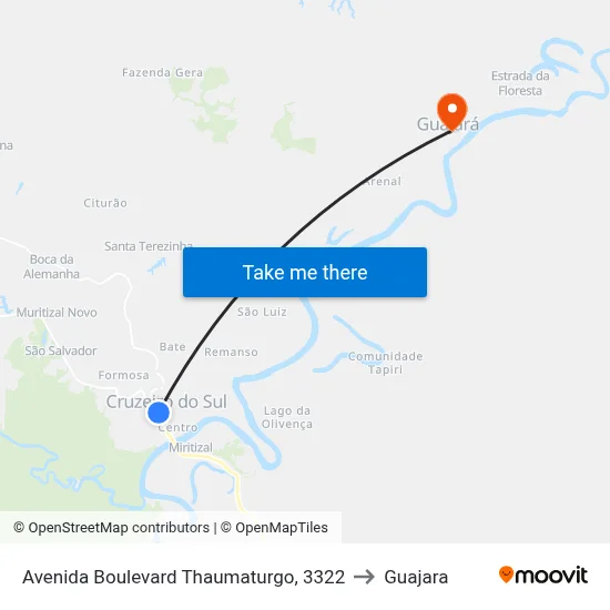 Avenida Boulevard Thaumaturgo, 3322 to Guajara map