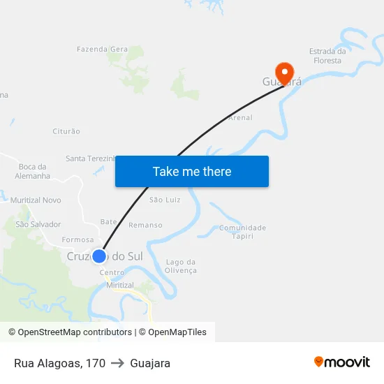 Rua Alagoas, 170 to Guajara map