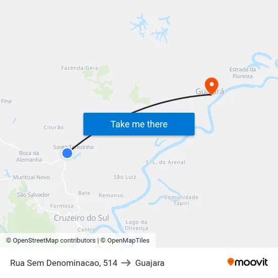 Rua Sem Denominacao, 514 to Guajara map