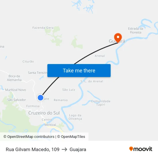 Rua Gilvam Macedo, 109 to Guajara map