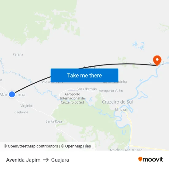 Avenida Japim to Guajara map