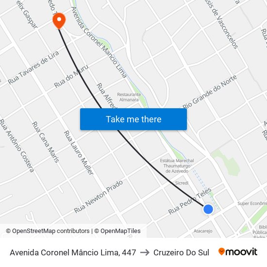 Avenida Coronel Mâncio Lima, 447 to Cruzeiro Do Sul map