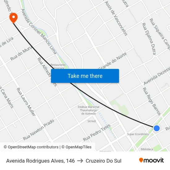 Avenida Rodrigues Alves, 146 to Cruzeiro Do Sul map