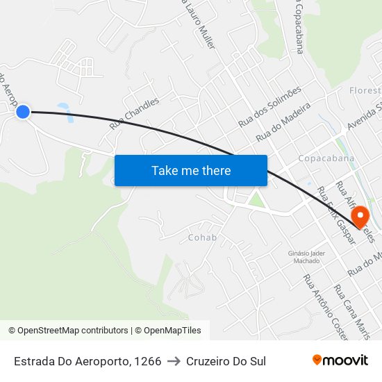Estrada Do Aeroporto, 1266 to Cruzeiro Do Sul map