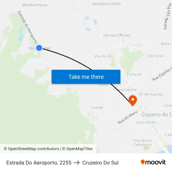 Estrada Do Aeroporto, 2255 to Cruzeiro Do Sul map