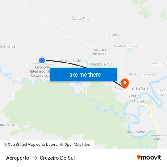 Aeroporto to Cruzeiro Do Sul map