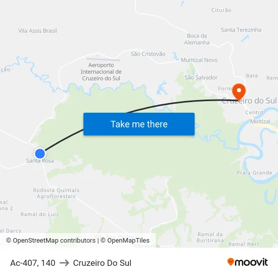 Ac-407, 140 to Cruzeiro Do Sul map