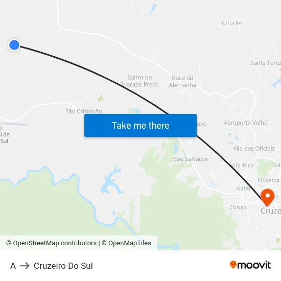 A to Cruzeiro Do Sul map