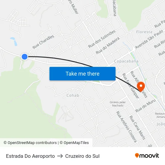 Estrada Do Aeroporto to Cruzeiro do Sul map