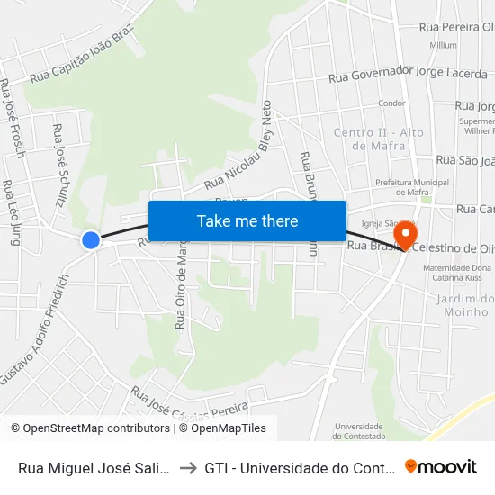 Rua Miguel José Saliba, 28 to GTI - Universidade do Contestado map
