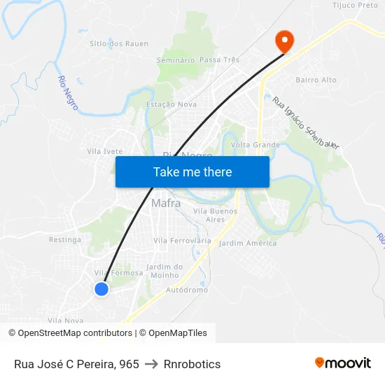 Rua José C Pereira, 965 to Rnrobotics map