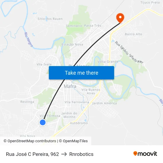 Rua José C Pereira, 962 to Rnrobotics map