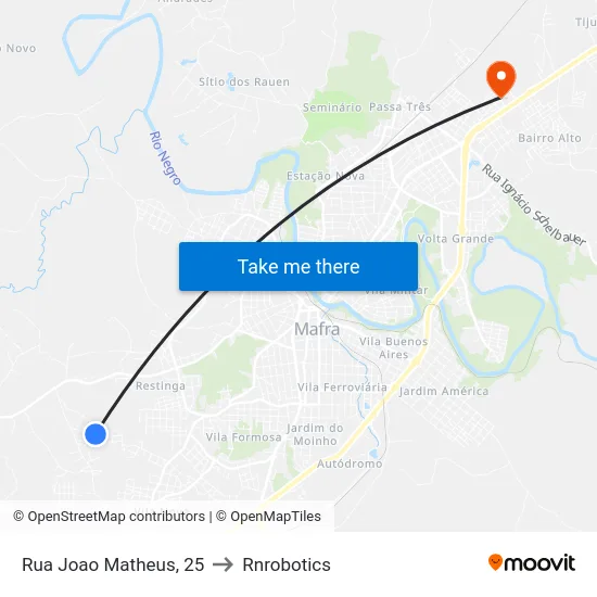 Rua Joao Matheus, 25 to Rnrobotics map