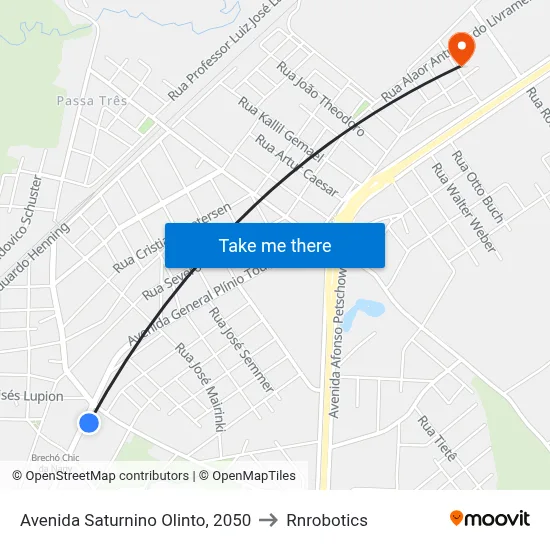 Avenida Saturnino Olinto, 2050 to Rnrobotics map