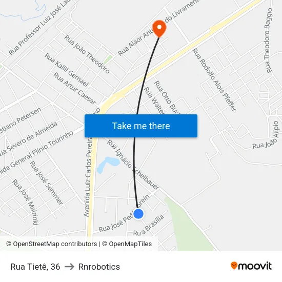 Rua Tietê, 36 to Rnrobotics map