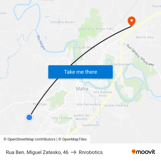Rua Ben. Miguel Zatesko, 46 to Rnrobotics map