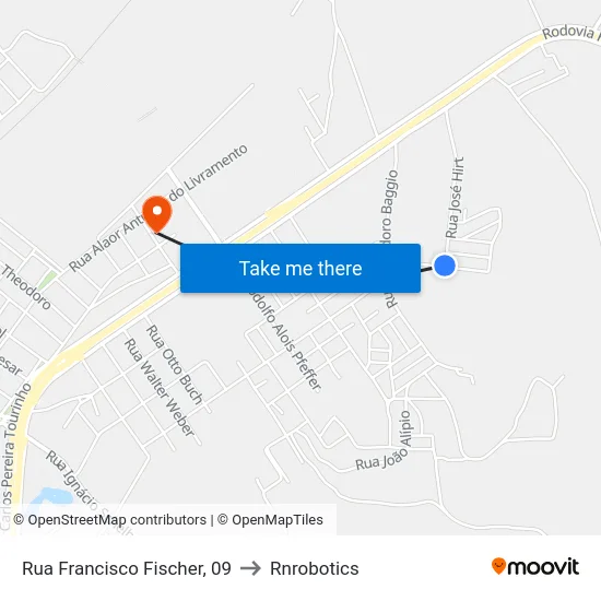 Rua Francisco Fischer, 09 to Rnrobotics map