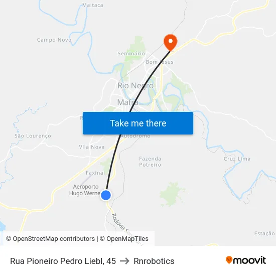 Rua Pioneiro Pedro Liebl, 45 to Rnrobotics map