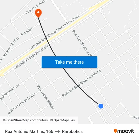 Rua Antônio Martins, 166 to Rnrobotics map