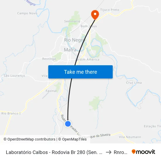 Laboratório Calbos - Rodovia Br 280 (Sen. Luiz Henrique Da Silveira) to Rnrobotics map