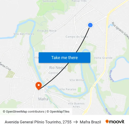 Avenida General Plínio Tourinho, 2755 to Mafra Brazil map