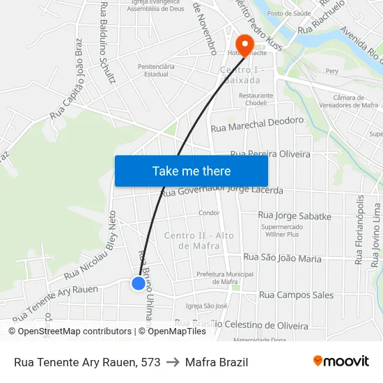 Rua Tenente Ary Rauen, 573 to Mafra Brazil map