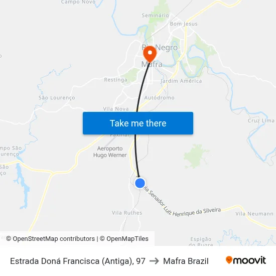 Estrada Doná Francisca (Antiga), 97 to Mafra Brazil map