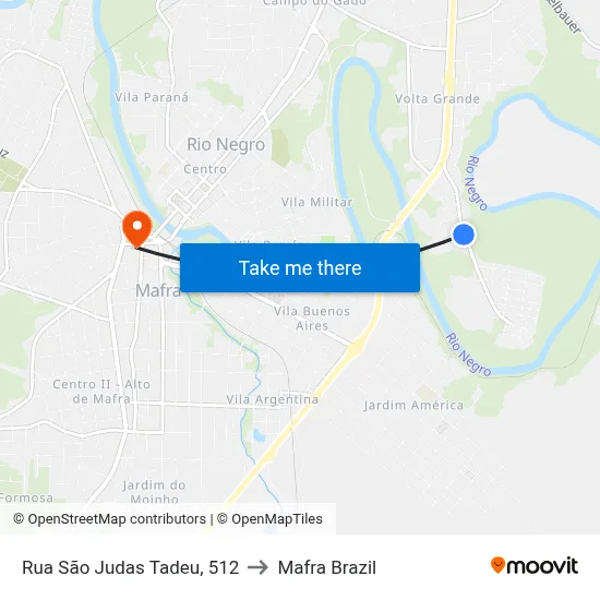 Rua São Judas Tadeu, 512 to Mafra Brazil map