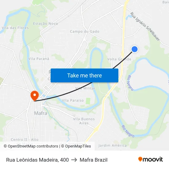 Rua Leônidas Madeira, 400 to Mafra Brazil map