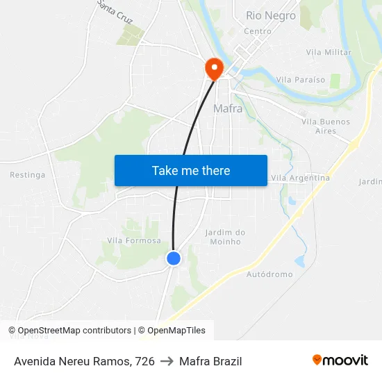 Avenida Nereu Ramos, 726 to Mafra Brazil map