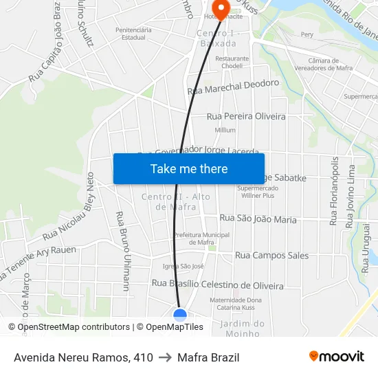 Avenida Nereu Ramos, 410 to Mafra Brazil map