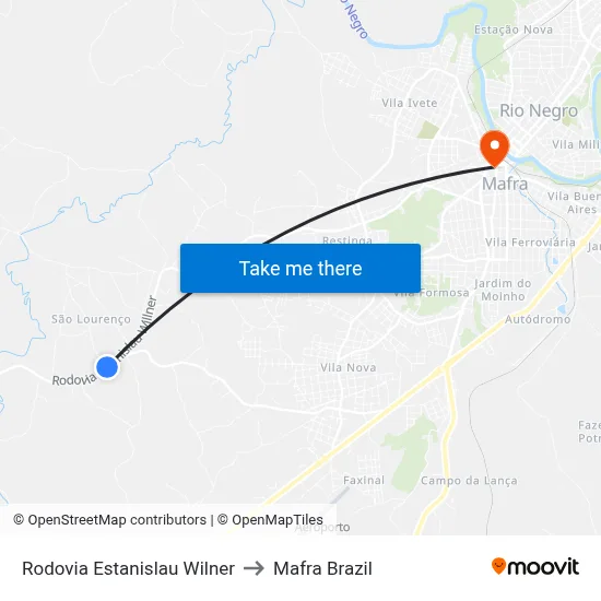 Rodovia Estanislau Wilner to Mafra Brazil map