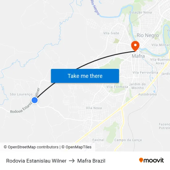 Rodovia Estanislau Wilner to Mafra Brazil map