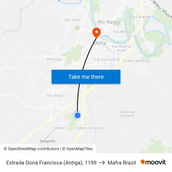 Estrada Doná Francisca (Antiga), 1199 to Mafra Brazil map
