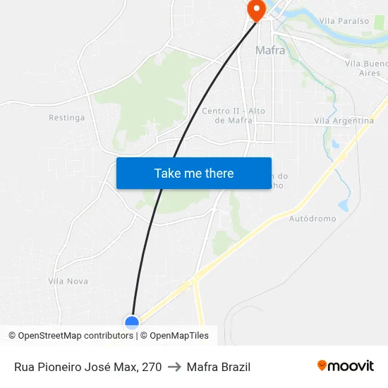 Rua Pioneiro José Max, 270 to Mafra Brazil map