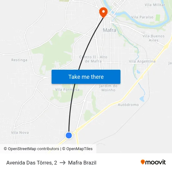 Avenida Das Tôrres, 2 to Mafra Brazil map