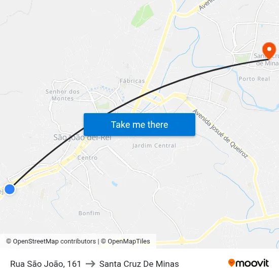 Rua São João, 161 to Santa Cruz De Minas map