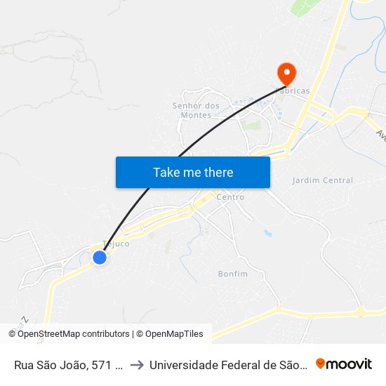 Rua São João, 571 | E.E. Professor Iago Pimentel to Universidade Federal de São João del-Rei (UFSJ/ Campus Dom Bosco) map