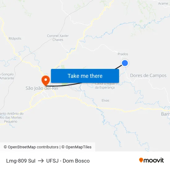 Lmg-809 Sul to UFSJ - Dom Bosco map