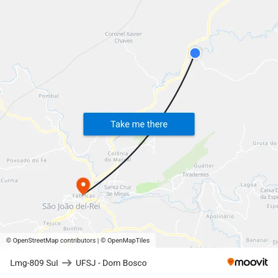 Lmg-809 Sul to UFSJ - Dom Bosco map
