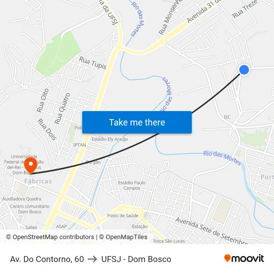 Av. Do Contorno, 60 to UFSJ - Dom Bosco map