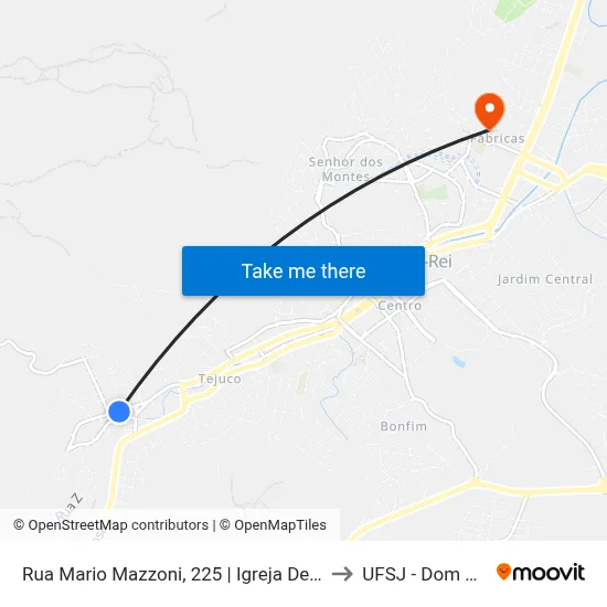 Rua Mario Mazzoni, 225 | Igreja Deus É Amor to UFSJ - Dom Bosco map