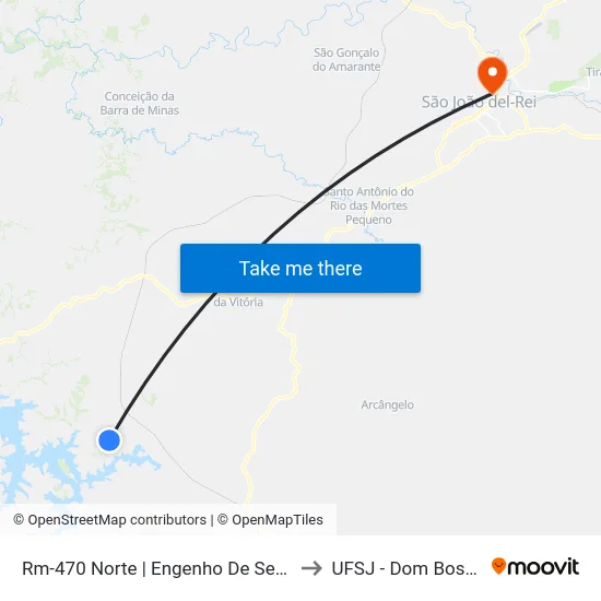 Rm-470 Norte | Engenho De Serra to UFSJ - Dom Bosco map