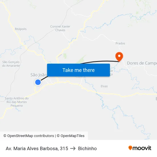 Av. Maria Alves Barbosa, 315 to Bichinho map