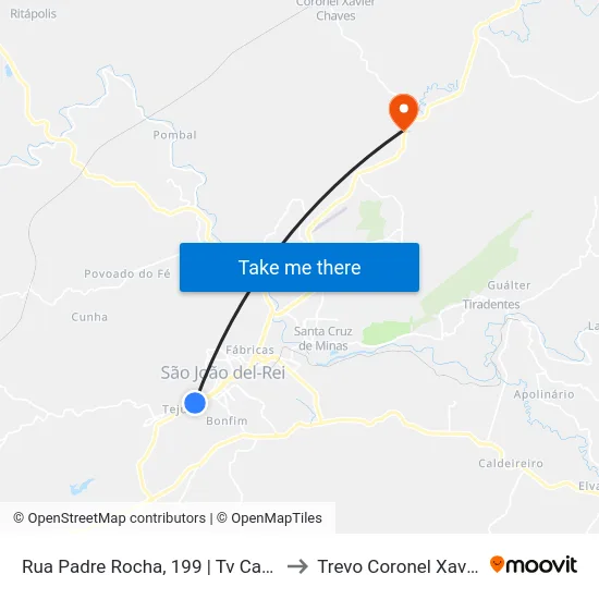 Rua Padre Rocha, 199 | Tv Campos De Minas to Trevo Coronel Xavier Chaves map