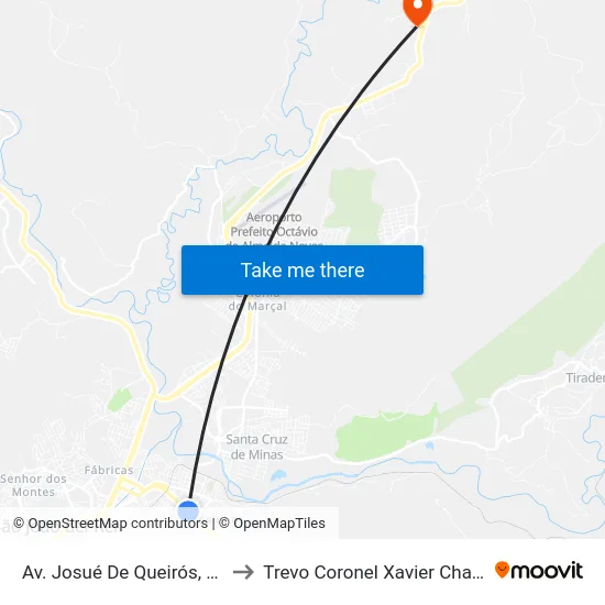 Av. Josué De Queirós, 486 to Trevo Coronel Xavier Chaves map