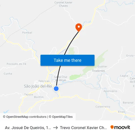 Av. Josué De Queirós, 1090 to Trevo Coronel Xavier Chaves map