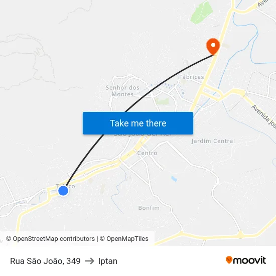 Rua São João, 349 to Iptan map