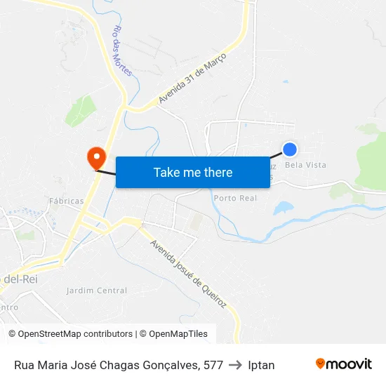 Rua Maria José Chagas Gonçalves, 577 to Iptan map